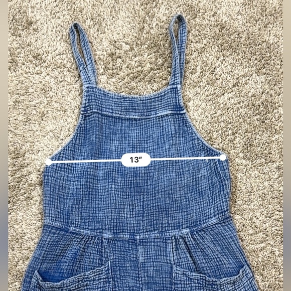 LaBiz Maronie Relaxed Gauze Blue Shortalls Jumper Romper Pockets Women’s XS - Picture 12 of 16